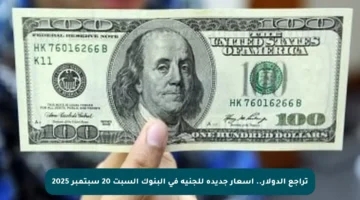تراجع الدولار.. أسعار جديدة للجنيه في البنوك السبت 20 سبتمبر 2025